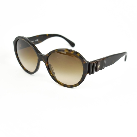 CHANEL Accessories - CHANEL Tortoise Brown Leather Bow CC Sunglasses gu